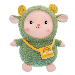 Gấu bông con cừu đeo túi cầu vồng dễ thương (25cm---80cm) thú bông cừu lông xù đáng yêu siêu hot hàng xịn cao cấp loại 1