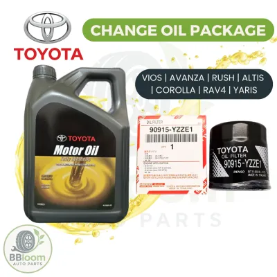 Toyota 5W-30 Fully Synthetic Engine Oil [4 Liters + Oil Filter] Change Oil Package for Vios | Avanza | Rush | Altis | Corolla | RAV4 | Yaris