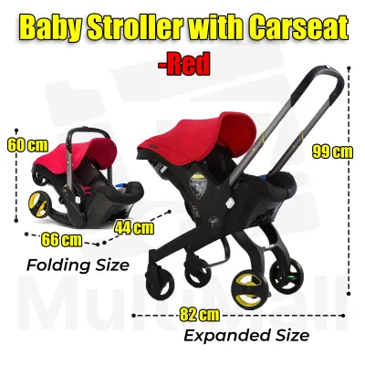 Baby Car Seat Stroller And Foldable Canopy | 4-In-1 Travel Stroller With 2-Way Push Handle