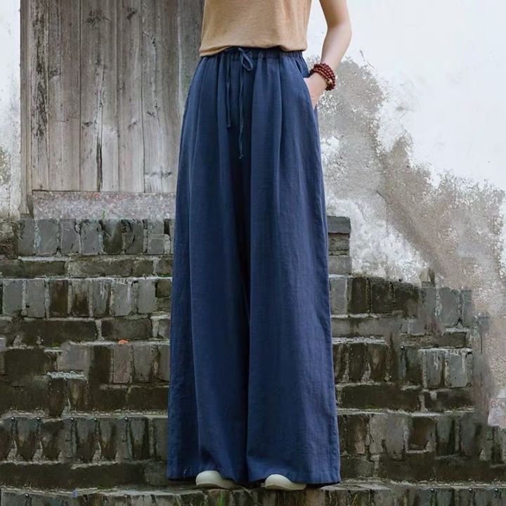 M-6XL Cotton Linen quần ống rộng cho phụ nữ của nghệ thuật Retro treo ...