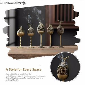 WP💓💛💖 Aromatherapy Alloy Hollow Deer Crane Incense Burner High Foot Design for Home Bedroom Indoor Scented Decor Relaxation