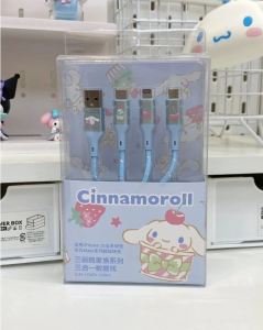 3 In 1 Fast Charging Data Cable Kuromi My Melody Cinnamoroll KABEL CHARGER IPHONETYPE CUSB