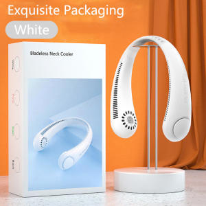 SA Neck fan portable rechargable sale Bladeless Instant cooler Variable speed settings Black Long lasting With USB charging cable  Hanging neck mini fan A1KUG