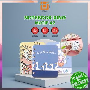 OFM-A58 Buku Catatan Kartun Memo Kecil A7 80 Lembar / Buku Kecil Notebook Ring Motif Notepad
