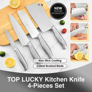 🔥 Lucky 4 pcs Stainless Steel Kitchen Knife Set 🔥Germany Design🔥 Diamond Texture Non-Stick Tech