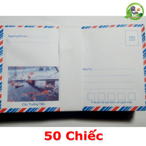 Set 100 Chiếc Phong Bì Bao Thư Bưu Điện Sọc Ngắn Kích Thước 10cmx19cm Có Keo Dán Sẵn Loại Cao Cấp Dày Đẹp Dùng Vào Dịp Mừng Liên Hoan Hiếu Hỉ