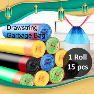1 Roll Portable Thickened Garbage Bag Drawstring Closing Kitchen Garbage Plastic Bag Rubbish Plastic Bag Disposable Large Dustbin Plastic Bag Plastik Sampah Beg Plastik Besar 垃圾袋拉绳 [F06]