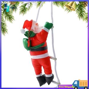 [ VKTECH ] Holiday Season Home Decor Santa Claus Climbing Rope Pendant Bright Red and White Festive Ornament for Christmas and Winter Celebrations