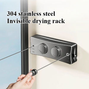 Non-punching Telescopic Clothesline 304 Stainless Steel Double-wire Clothesline Invisible Wall-mounted Drying Rack