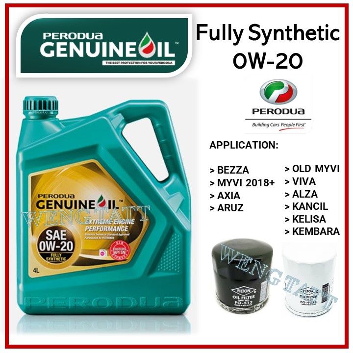 ORI Perodua 0w20 - 3L - 3.5L Fully Synthetic Engine Oil 0w-20 Minyak ...