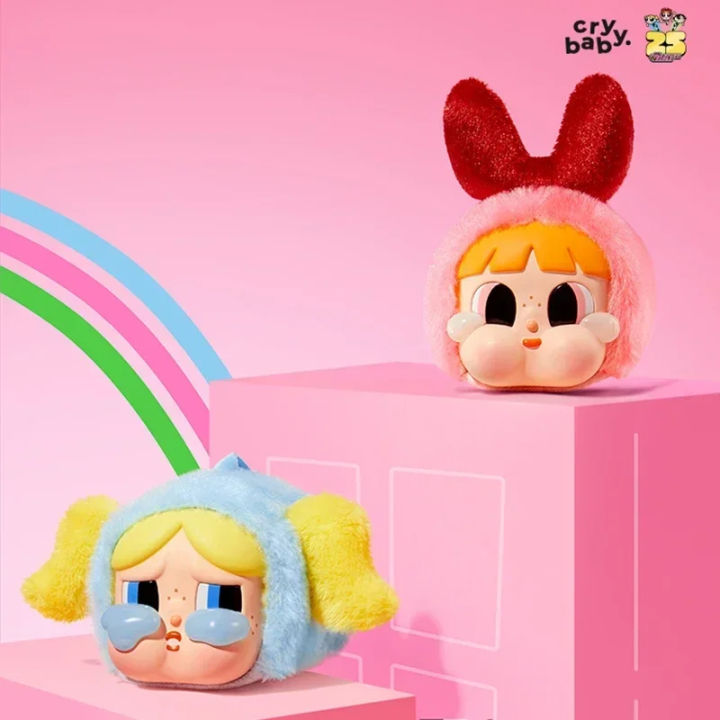 Original Pop Mart Crybaby Powerpuff Girls Series Action Figures Vinyl Face Plush Anime Figure Desktop Decoration Popmart Model Toy