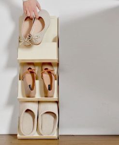💟SOLUTION65💟 Bundle of 3/6 Freestanding Stackable PP Shoe Organizer Rack Shoe Holder Shoe Stand Shoe Storage Rack Shoe Shelf Shoe Display Rack Shoe Shoes Cabinet Space Saver Shoe Rack Shoes Storage for Organizer Tight Spaces Entryway Shoe Rack