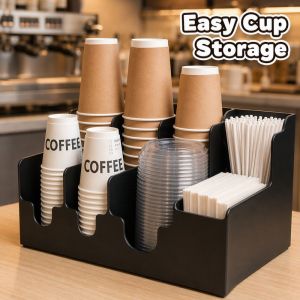 The joy of home Cup Dispenser Rack Plastic Cup Holder Countertop Organizer Stackable Space Saving For Coffee Tea Shop Kitchen
