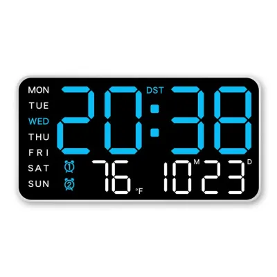 JAYNEBIO Multi-functional Electronic Wall Clock Wall-mounted Temperature Display Table Clock DST Digital LED Clocks for Bedroom