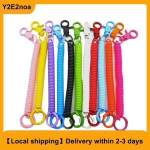 【Local shipping】 Colorful Lobster Clasp ID Card Holder Lanyard Keyring Anti-lost Spring Rope Retractable Keychain Mobile Phone Chain