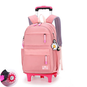34Elementary Middle School Students 6-wheel Trolley School Bag Waterproof Wear-resistant Multifunctional Backpack