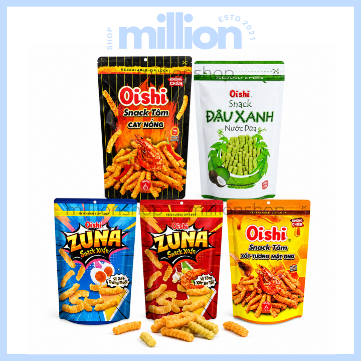 Bánh Snack Oishi Bim Bim (Túi Zip 65g) Bánh Snack Túi Zip Tiện Lợi