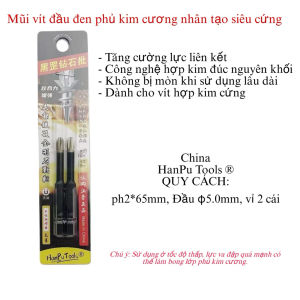 Mũi Bắn Vít PH2 HanPuTools | Đầu Vít Phủ Kim Cương Chống Trượt Thép S2 62HRC | Chuôi Lục Giác 6.35mm