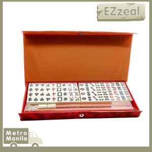 Traveling Portable Mahjong Set With Leather Box Games Toy For Party