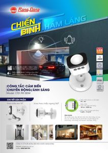 Công tắc cảm biến chuyển động /ánh sáng cao cấp Rạng Đông CT01 PIR 300W (gắn trần cầu thang nhà vệ sinh gara..)
