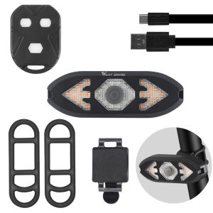 WEST BIKING Bicycle Tail Light with Horn 5 Modes Wireless Remote Turn Signal Bike Taillight USB Rechargeable Waterproof Cycling Safety Rear Light
