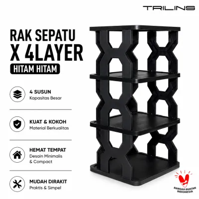 Rak Sepatu X Korea Plastik Tempat Penyimpanan sandal boneka zig zag 4 dan 5 tingkat - TRILINS
