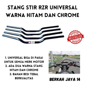 STANG STIR SEPEDA MOTOR RZR UNIVERSAL WARNA HITAM CHROME BAHAN BESI TEBAL HARGA MURAH BERKUALITAS