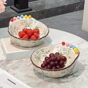 Sacesr Ceramic Fruit Bowl Modern Creativity Fruits Tray Living Room Coffee Table Cute Luxury Plates Exquisite Fruit Bowl Fork Sets T2Y7B