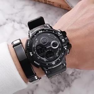 Mens Multifunctional Electronic Watch Waterproof Sports Watches Noctilucent