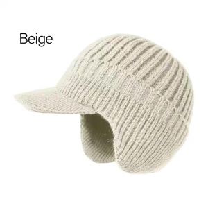 Fashion Old Man Hat Winter Warm Ear Protection Hats Cycling Ski Hat Men Wool Pullover Caps Knitted Warmth Peaked Cap Outdoor