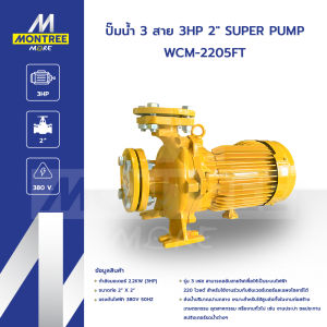 Super Pump ปั๊มน้ำ 3 สาย 3HP 2" รุ่น WCM-2205FT ปั๊มหอยโข่ง ปั๊มน้ำหอยโข่งหน้าแปลน ชนิดแรงดันสูงปานกลาง จำหน่ายโดย Montree More
