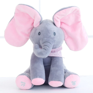 30CM Elephant Stuffed Toys Peek A Boo Singing Interactive Musical Electric Elephant Toy With Moving Ear Baby plush toy