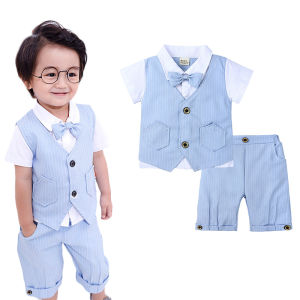 Baby Boys Clothing Set Infant Gentleman Outfit Top+Shorts 2PCS Kids Summer Clothes Suit Baptism Wedding Birthday Gift Costume