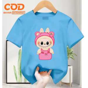 Kaos atasan Fashion anak Cewek Cowok usia 1-12 tahun Labubu The Monster lengan pendek Terbaru