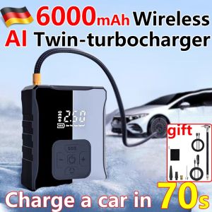 🔥With cigarette lighter🔥  4-in-1 Air Compressor Pump Wireless Portable Tire Inflator Inflation Pump Intelligent Air Pump Fast Inflation  Air Pump Smart Digital Display Suit For Automobile Motorcycles Bicycles Balls Smart inflator cylinder with power ban