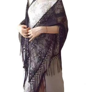 180cm Evening Shawl With Fringe Detailing Lace Flower Shoulder Wrap Scarf For Bridal Outfits And Traditional Cheongsam