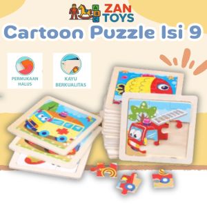 ZAN TOYS Cartoon Puzzle Isi 9 / Mainan Edukasi Puzle / mainan anak puzle isi 9 keping / puzzle animal/ puzzle seri hewan