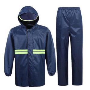 เสื้อกันฝนและชุดกางเกงที่มีแถบสะท้อนแสง หมวก น้ำเงิน เสื้อกันฝนกันน้ำ เสื้อกันฝนผู้ใหญ่แบบพกพา เสื้อกันฝนรถจักรยานยนต์