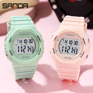 SANDA Luxury Brand Womens Fashion Sports Watch LED Display Waterproof Multifunction Watch