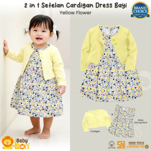 BABY LEON Setelan Cardigan Bayi + Dress Bayi Pakaian Bayi Perempuan SBJ-CR3 Rok Bayi Perempuan Baju Bayi Balita Cewek Baju Pesta Bayi Jaket Outer Bayi Baju Dress Gaun Bayi Perlengkapan Bayi Perempuan Bayi Cewek Pakaian Bayi Balita Perempuan