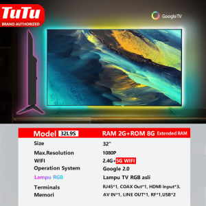 TUTU 32 inch Smart Google TV Netflix Youtube Google assistant HDR 10 TV dengan lampu RGB - Garansi 3 tahun