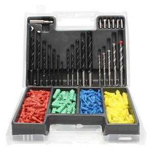 300PCS/BOX Twist Drill Cement Drill Wood Drill Bit Set Auger Drill Masonry Drill Expansion Tubes