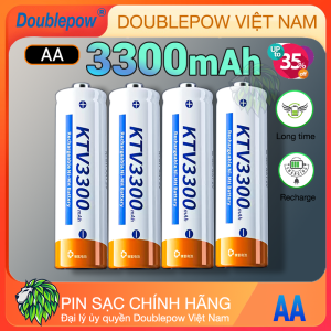 Bộ 4 Pin Sạc AA 3300mAh - Pin tiểu sạc AA 1.2V 1.5V Pin Micro Karaoke đồ chơi trẻ em Pin Sạc AA Công Suất Lớn Pin con thỏ AA mẩu mới 2025 (Trắng cam)