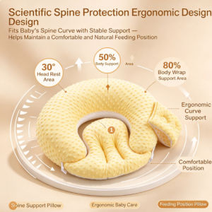 Baby Wedge Pillow Anti Reflux Anti Spit Up Curved Infant Nursing Pillow Newborn Support Pillow Reversible All Season Removable Cover Feeding Pillow