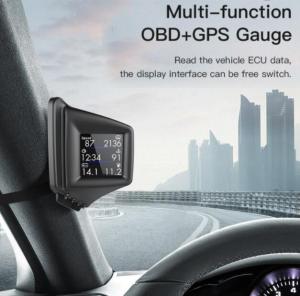 A401 Multi-function HUD Head-Up Display OBD+GPS Dual System Smart Gauge Driving Stopwatch Speedometer Odometer Digital Meter Alarm System RPM Turbo Oil Pressure Water Temp