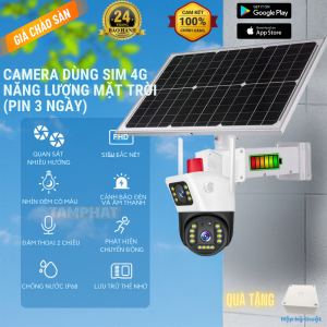 [Bảo hành 24 tháng] Camera dùng sim 4G YOOSEE Năng Lượng Mặt Trời2 mắt quay đêm có màu  - đàm thoại 2 chiều -bảo hành 12 tháng - Hàng nhập khẩu