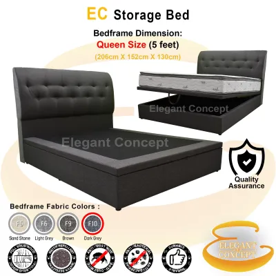 [PRE-ORDER](Exclusive Deals) EC Storage Bed Full Solid Wood Structure Bedframe Katil (Queen / King) 4 colours available Bed Frame