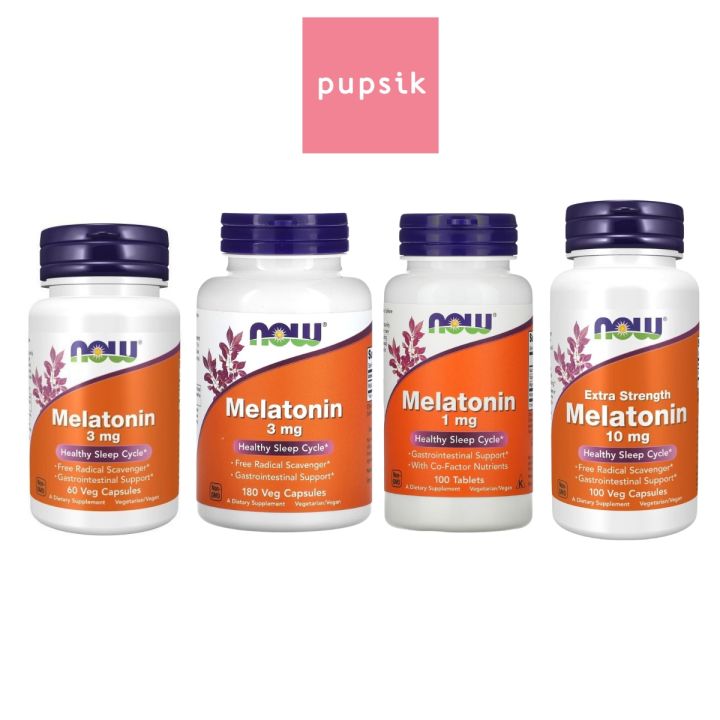NOW Foods Melatonin 1mg with Co-Factors Nutrients/3mg/10mg (5 Types ...