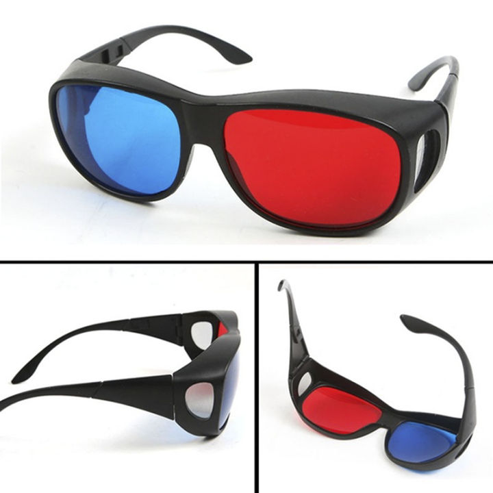 XINGHEC2 Red Blue 3D Glasses Black Frame For Dimensional Anaglyph TV Movie  DVD Game