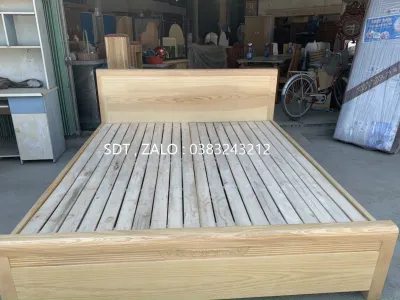 giường ngủ gỗ sồi nga 1m61m8x2m nhận hàng thanh toán